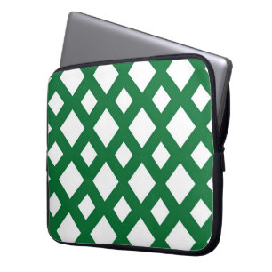 White Diamonds on Green Laptop Sleeve