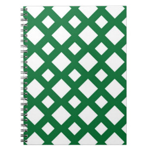 White Diamonds on Green Spiral Notebook