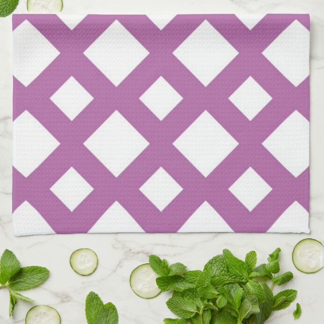 White Diamonds on Lavender Tea Towel (Folded)