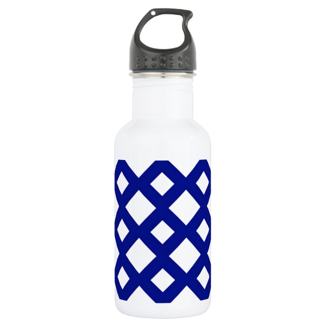 White Diamonds on Navy 532 Ml Water Bottle (Front)