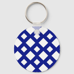 White Diamonds on Navy Key Ring