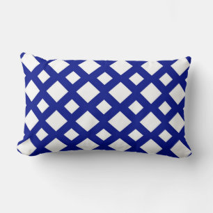 White Diamonds on Navy Lumbar Cushion