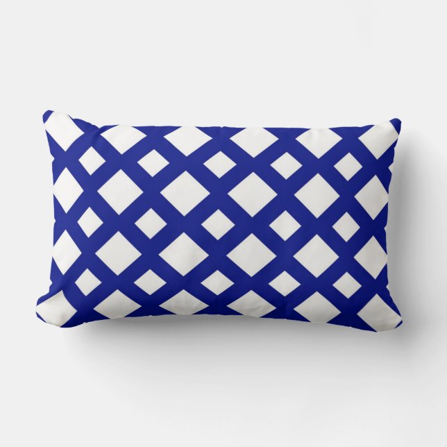 White Diamonds on Navy Lumbar Cushion (Front)