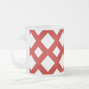 White Diamonds on Red Frosted Glass Coffee Mug