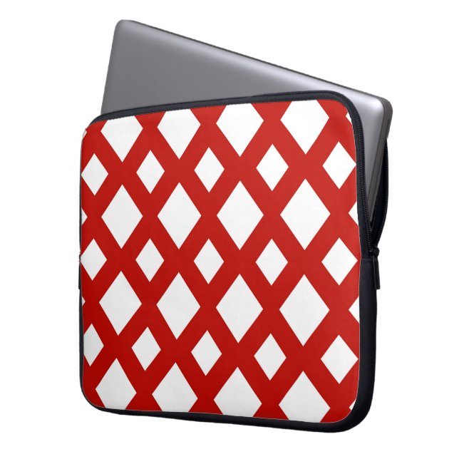 White Diamonds on Red Laptop Sleeve (Front Left)