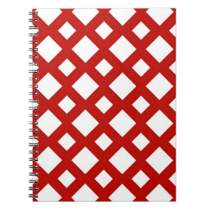 White Diamonds on Red Spiral Notebook