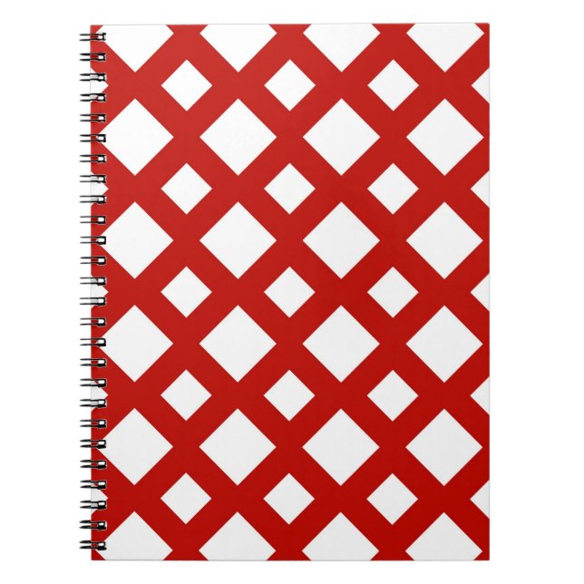 White Diamonds on Red Spiral Notebook (Front)