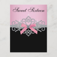 White Diamonds Pink Black Sweet 16 Birthday Party