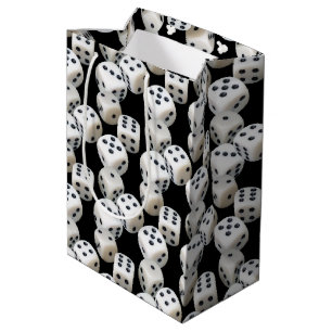 White Dice On Black Medium Gift Bag