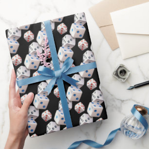White Dice With Colourful Dots Wrapping Paper