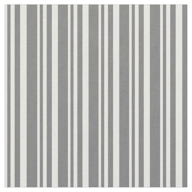 White & Dim Grey Coloured Striped Pattern Fabric (Close Up)