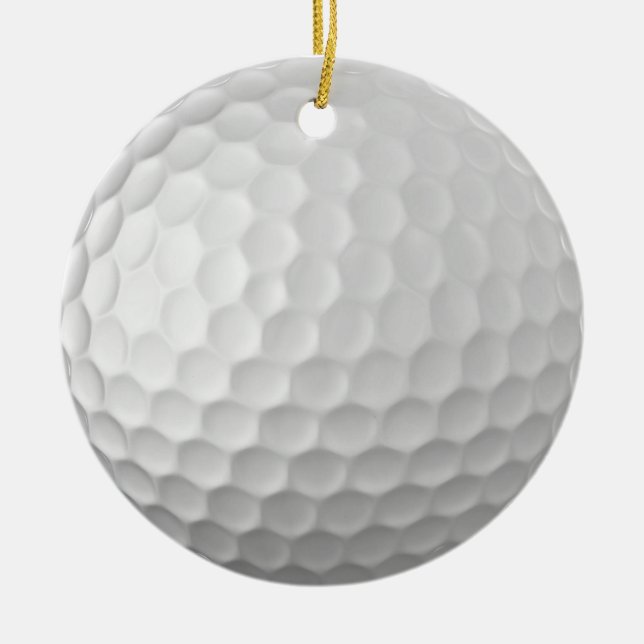 White Dimpled Golf Ball Texture Ceramic Tree Decoration (Front)
