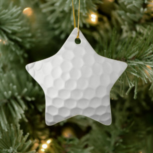 White Dimpled Golf Ball Texture Ceramic Tree Decoration