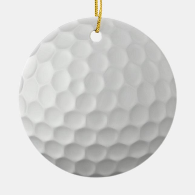White Dimpled Golf Ball Texture Ceramic Tree Decoration (Front)
