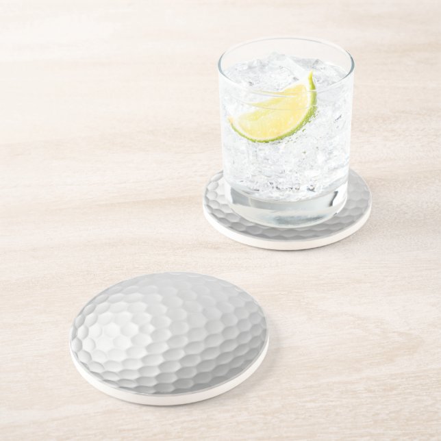 White Dimpled Golf Ball Texture Coaster (Side)