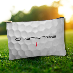 White Dimpled Golf Ball Texture Custom Name Number Accessory Pouch