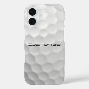 White Dimpled Golf Ball Texture Custom Name Number iPhone 16 Case