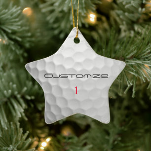 White Dimpled Golf Ball Texture Custom Name Number Ceramic Tree Decoration
