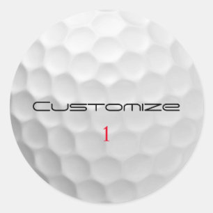 White Dimpled Golf Ball Texture Custom Name Number Classic Round Sticker