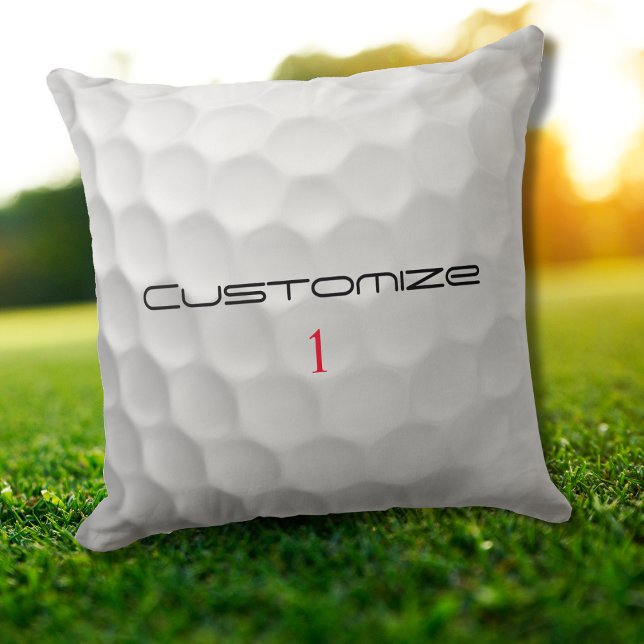 White Dimpled Golf Ball Texture Custom Name Number Cushion (Creator Uploaded)