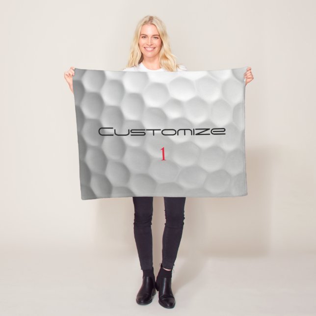 White Dimpled Golf Ball Texture Custom Name Number Fleece Blanket (In Situ)