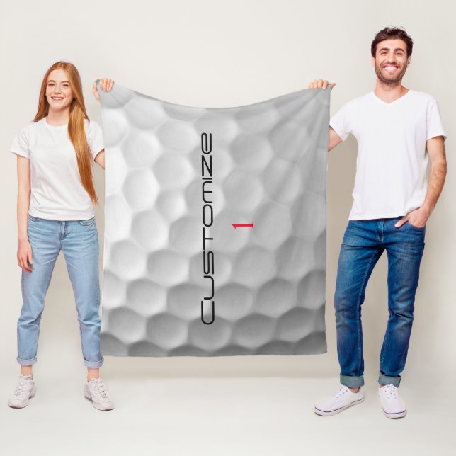 White Dimpled Golf Ball Texture Custom Name Number Fleece Blanket (In Situ)