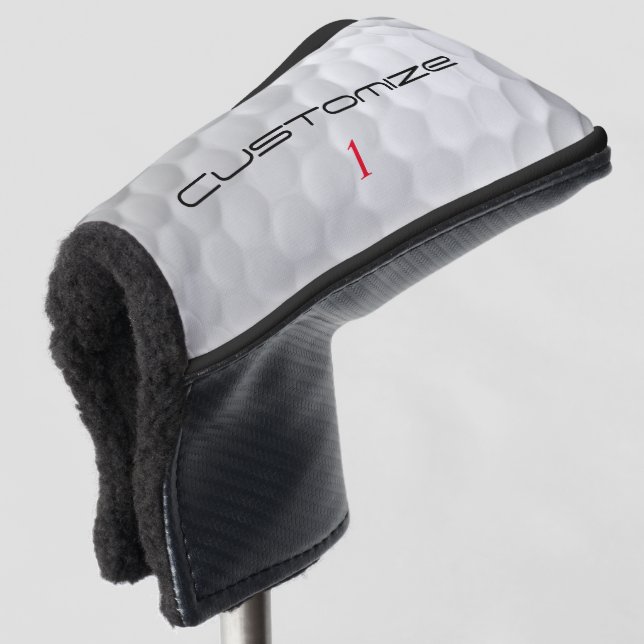 White Dimpled Golf Ball Texture Custom Name Number Head Cover (3/4 Front)