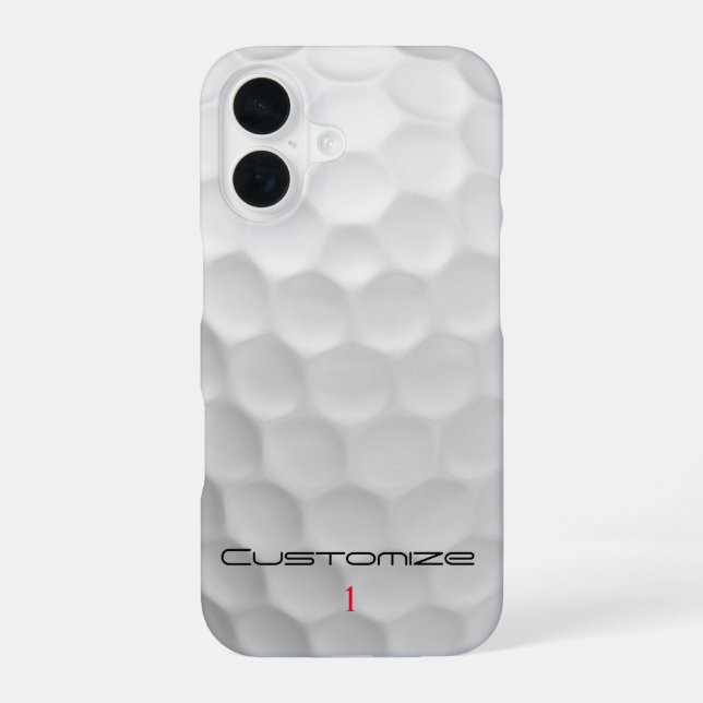 White Dimpled Golf Ball Texture Custom Name Number iPhone 16 Case (Back)
