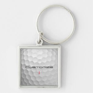 White Dimpled Golf Ball Texture Custom Name Number Key Ring
