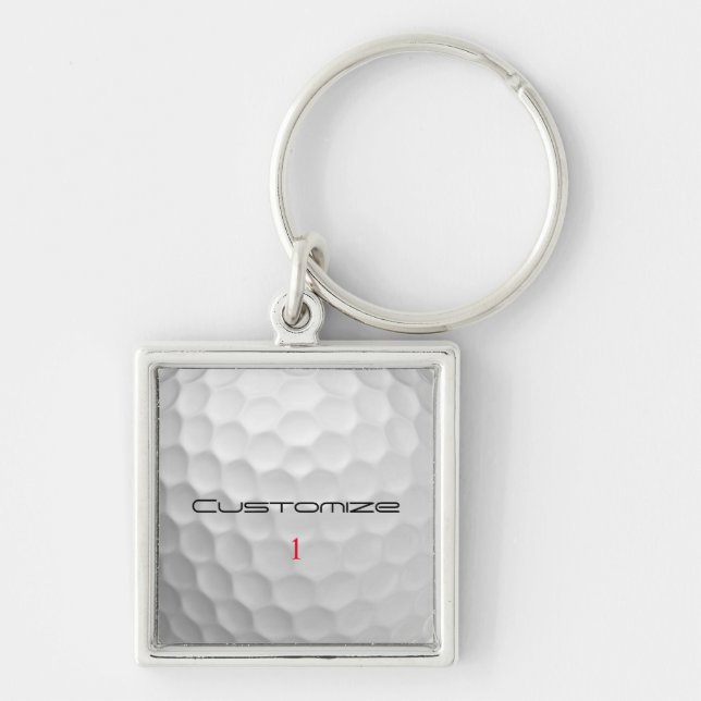White Dimpled Golf Ball Texture Custom Name Number Key Ring (Front)