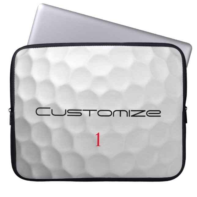 White Dimpled Golf Ball Texture Custom Name Number Laptop Sleeve (Front)