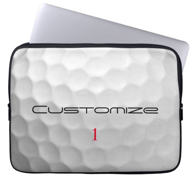 White Dimpled Golf Ball Texture Custom Name Number Laptop Sleeve (Front)