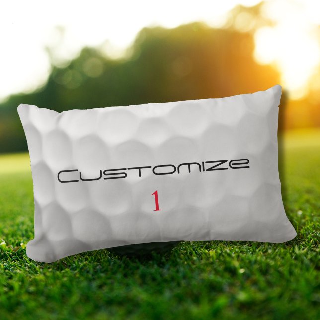 White Dimpled Golf Ball Texture Custom Name Number Lumbar Cushion (Creator Uploaded)