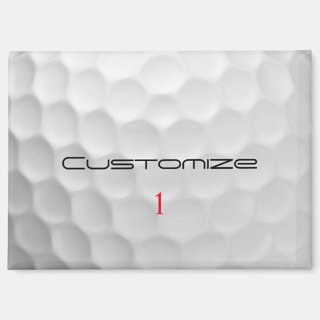 White Dimpled Golf Ball Texture Custom Name Number Magnet (Front)
