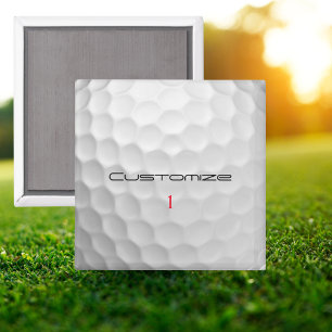 White Dimpled Golf Ball Texture Custom Name Number Magnet