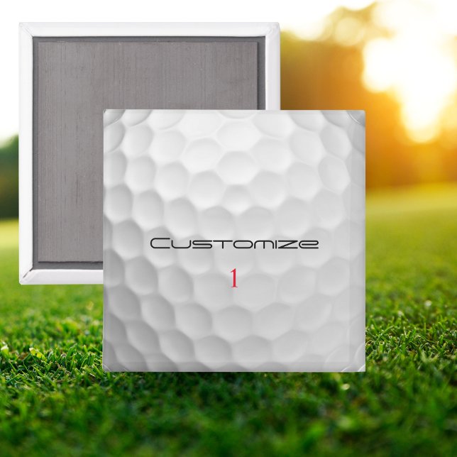 White Dimpled Golf Ball Texture Custom Name Number Magnet (Creator Uploaded)