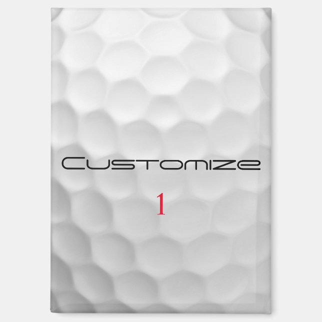 White Dimpled Golf Ball Texture Custom Name Number Magnet (Front)