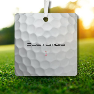 White Dimpled Golf Ball Texture Custom Name Number Metal Tree Decoration