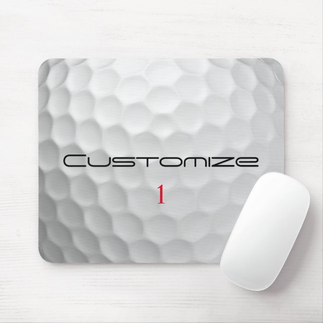 White Dimpled Golf Ball Texture Custom Name Number Mouse Pad (With Mouse)