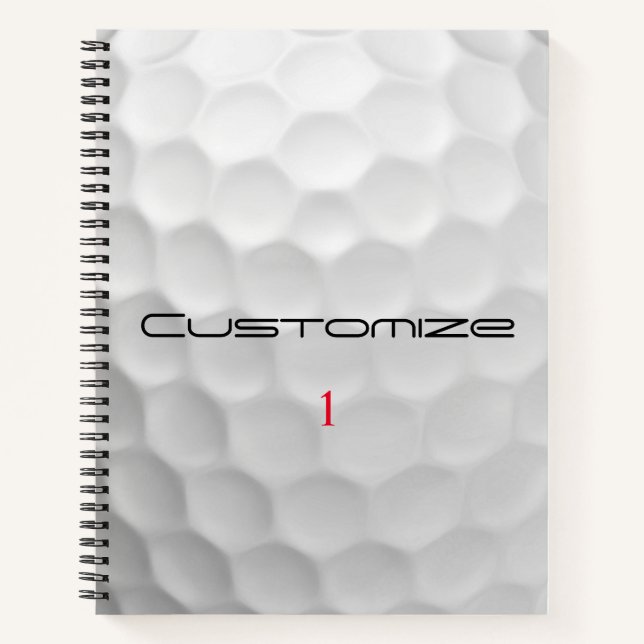 White Dimpled Golf Ball Texture Custom Name Number Notebook (Front)