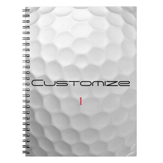 White Dimpled Golf Ball Texture Custom Name Number Notebook (Front)