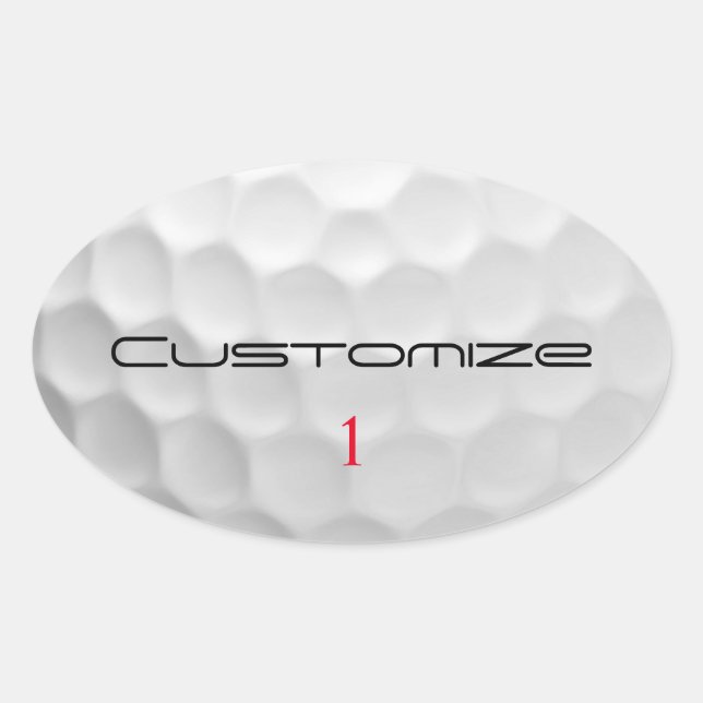 White Dimpled Golf Ball Texture Custom Name Number Oval Sticker (Front)