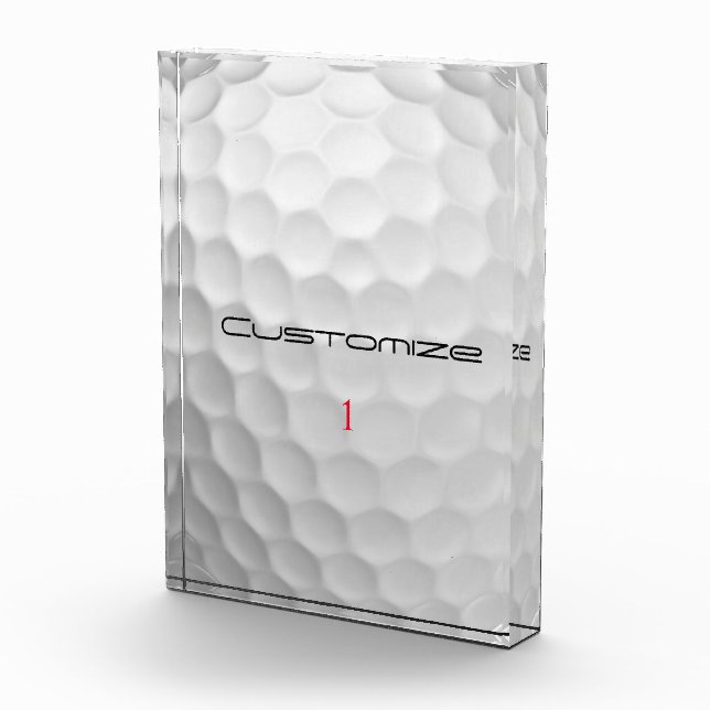 White Dimpled Golf Ball Texture Custom Name Number Photo Block (Right)