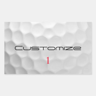White Dimpled Golf Ball Texture Custom Name Number Rectangular Sticker