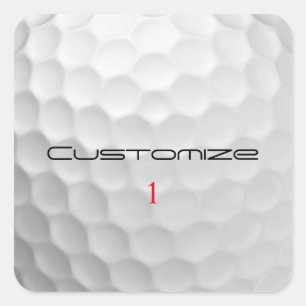 White Dimpled Golf Ball Texture Custom Name Number Square Sticker