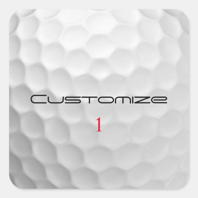 White Dimpled Golf Ball Texture Custom Name Number Square Sticker (Front)