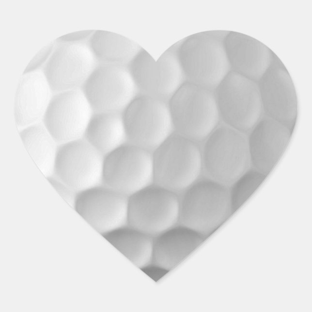 White Dimpled Golf Ball Texture Heart Sticker (Front)