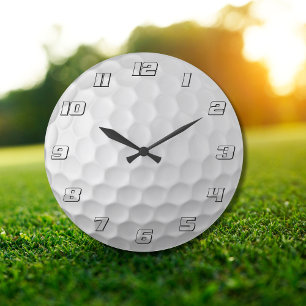 White Dimpled Golf Ball Texture Large Clock