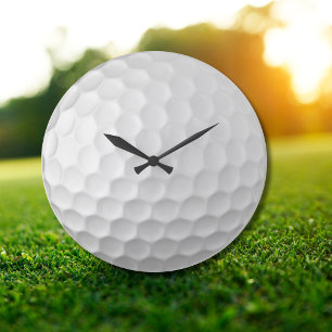 White Dimpled Golf Ball Texture Large Clock