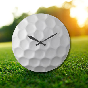 White Dimpled Golf Ball Texture Large Clock